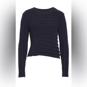 VINCE MIXED RIBBED CREWNECK NAVY MARINE SWEATER sz XS